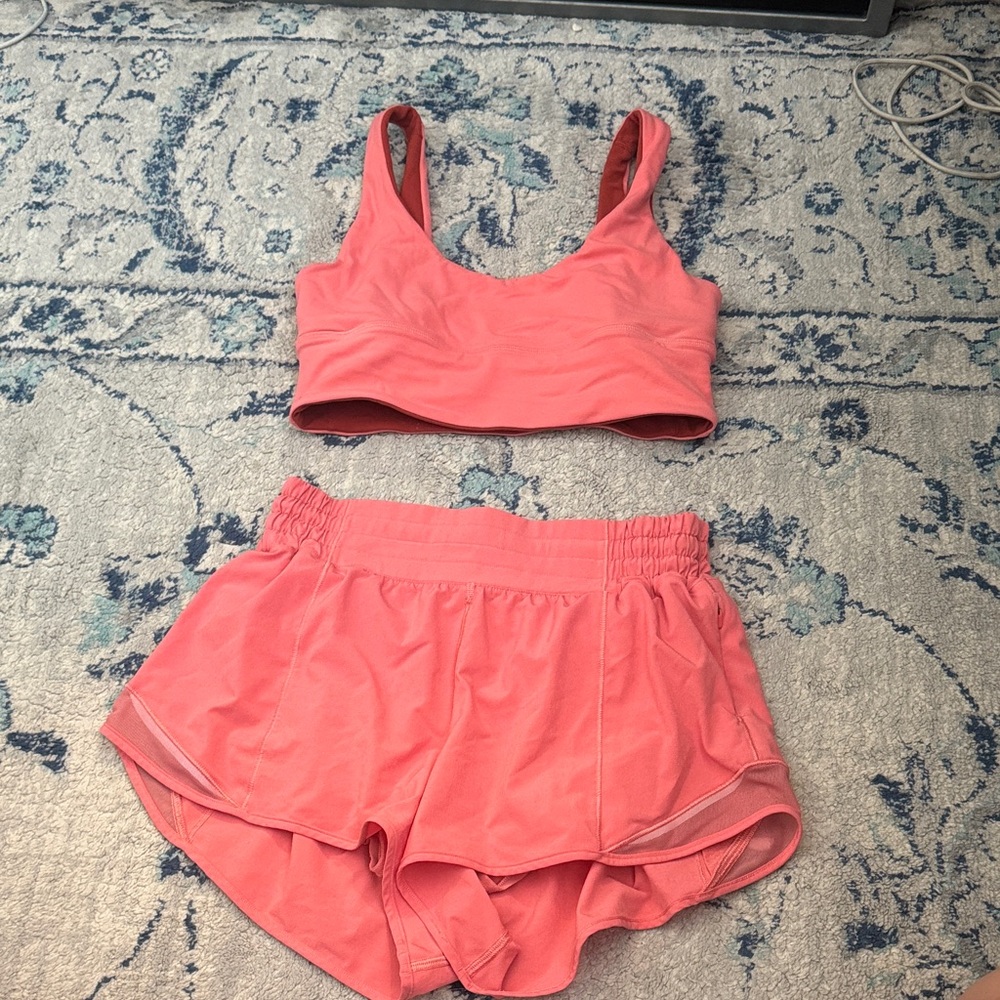 Lululemon pink short set, top and bottom included